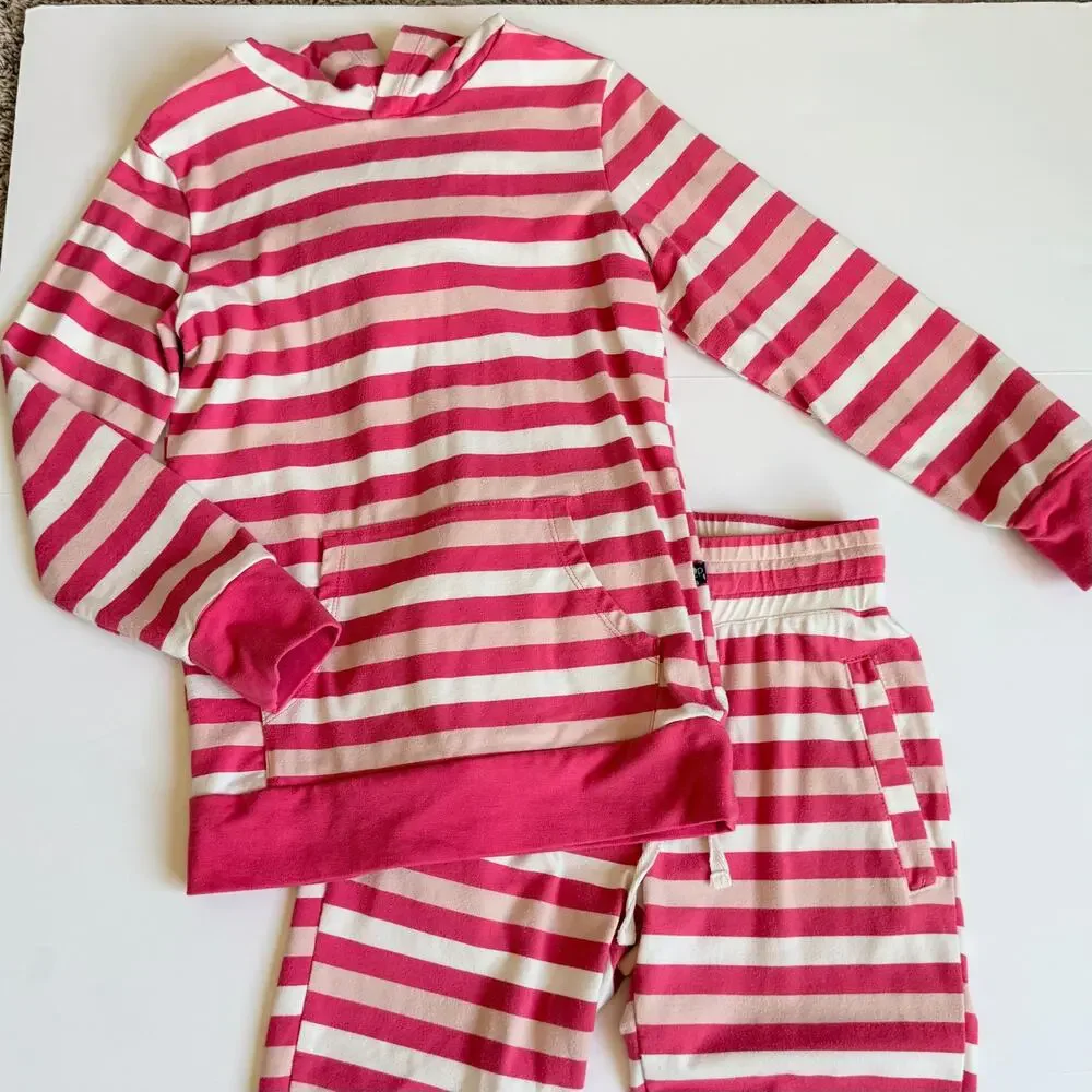 KicKee Kids Pink Striped Hoodie & Joggers XS 5/6